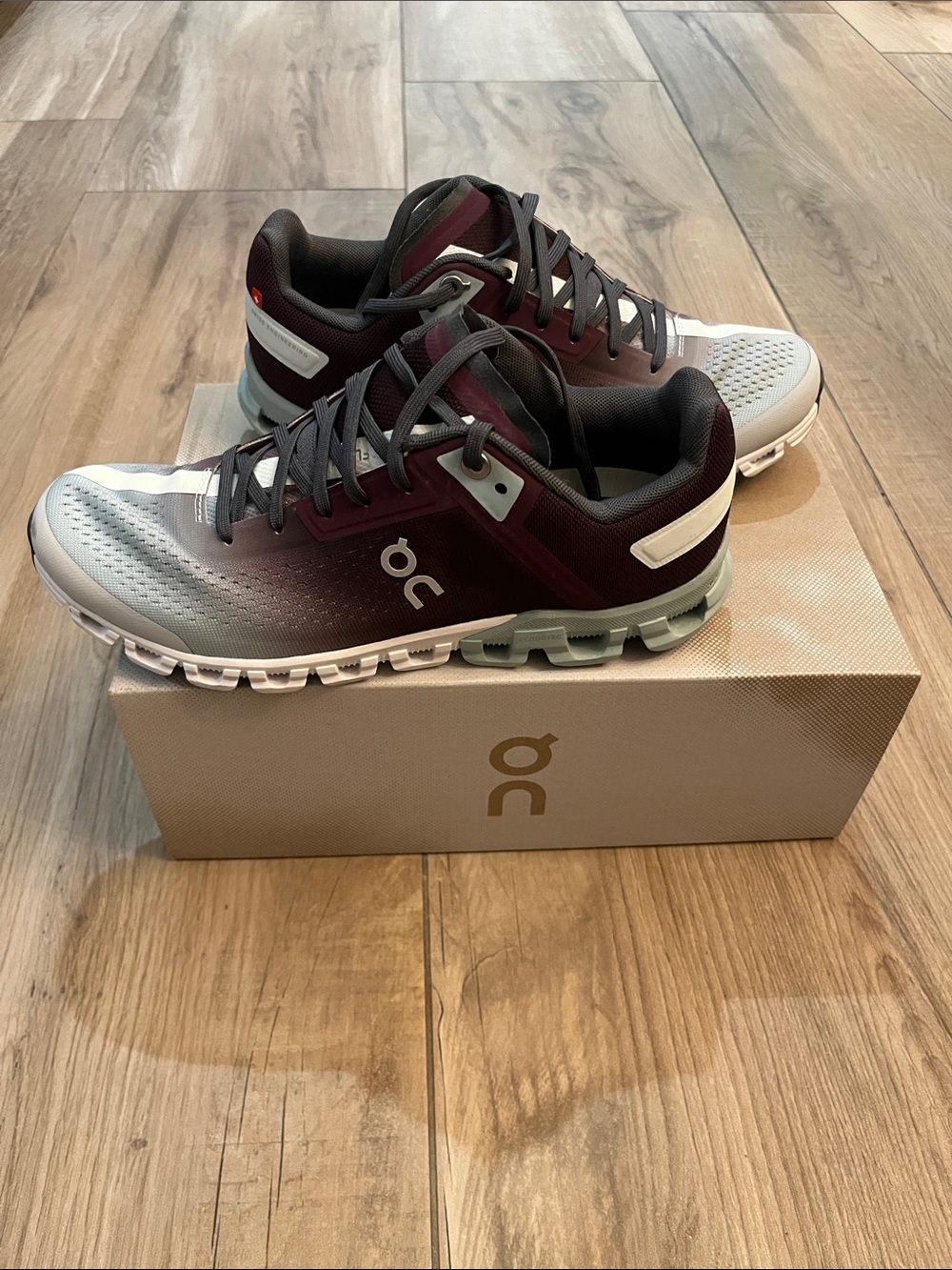 On Running Women’s Cloudswift Athletic Shoes in Burgundy and Light Gray